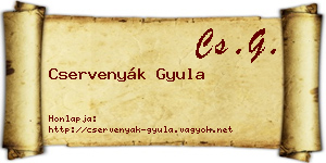 Cservenyák Gyula névjegykártya